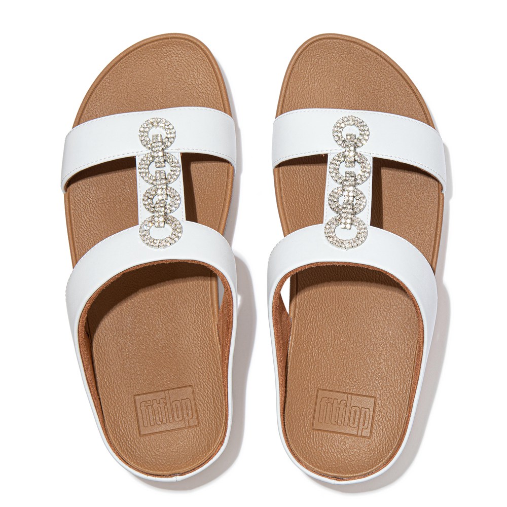 Fitflop Womens Slides White - Fino Sparkle - 14QSCIRZE